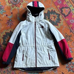 Tommy Hilfiger Women's Color Block hooded jacket- Red, White, Navy